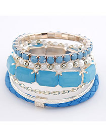 Fingerprin Blue Square Shape Alloy Korean Fashion Bracelet
