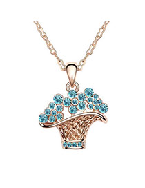 Beautiful sea Blue Flower Basket Crystal Crystal Necklaces