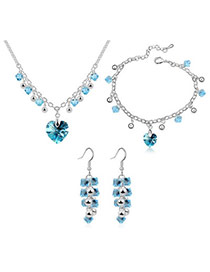 Famale Sea Blue Set-Charming Alloy Crystal Sets