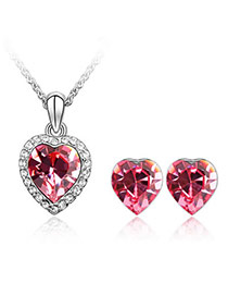 Gored Plum Red Set-Heart Alloy Crystal Sets