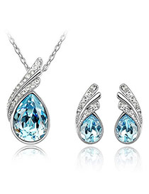 Quilted Blue Set-Water Drop Alloy Crystal Sets