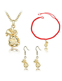 Skinny Gold Color Necklace Earring Set Alloy Crystal Sets