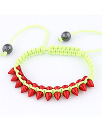 Fluorescent Yellow Personality Rivets Design Braided Rope Korean Fashion Bracelet