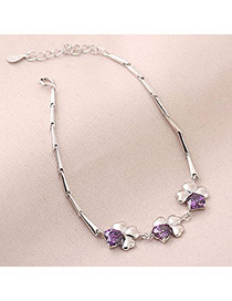 Facial Purple Clover Decorated With Zircon Alloy Fashion Bracelets