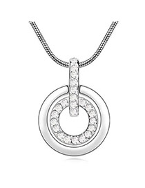 Garnet White Simple Design Crystal Crystal Necklaces