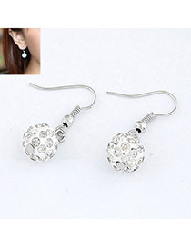 Sheer White Blink Ball Design Alloy Korean Earrings