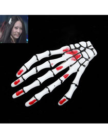 Padded White Skeleton Hands Design Alloy Korean Brooches
