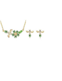 Plussize Olive Sakura With Bee Design Austrian Crystal Crystal Sets