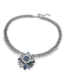 Sling Sapphire Bright Gemstone Pendant Design Alloy Bib Necklaces