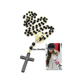 Disposable Black Cross Pendant Alloy Beaded Necklaces