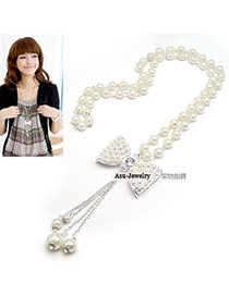 Order White Bow With Pearl Pearl Beaded Necklaces