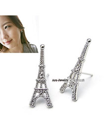 Lovable Silver Color Hollow  Eiffel Tower Alloy Stud Earrings