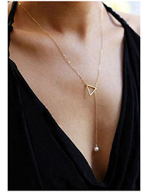 Fashion Gold Collar De Perlas Ajustable Hueco Triángulo
