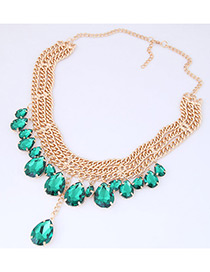 Elegant Green Waterdrop Shape Decorated Necklace