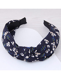 Lovely Dark Blue Flower Pattern Decorated Cross Design Hair Hoop