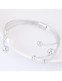 Fashion Silver Color Pearl&diamond Decorated Simple Bracelet