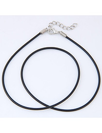 Trendy Black Pure Color Decorated Simple Necklace
