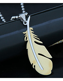 Trendy Yellow Feather Pendant Decorated Simple Necklace