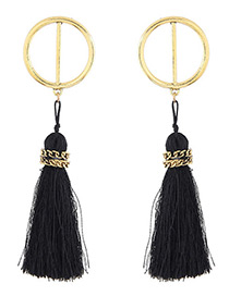 Bohemia Black Chain Decorated Tassel Earrings