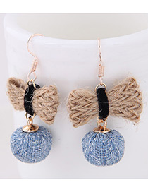 Elegant Blue+beige Bowknot Shape Decorated Earrings