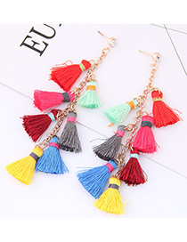 Elegant Multi Color Tassel Decorated Earrings