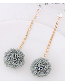 Sweet Gray Flower Pendant Decorated Long Earrings