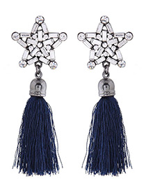 Bohemia Navy Star Shape Decorated Tassel Earrings