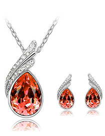 Elegant Orange Oval Shape Diamond Decorated Jewelry Sets
