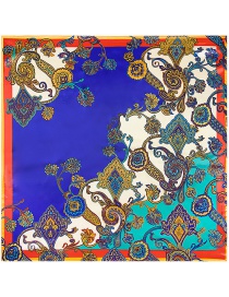 Fashion Sapphire Blue Cashew Nuts Pattern Decorated Square Shape Scarf
