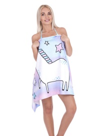 Fashion Multi-color Unicorn Pattern Decorated Simple Bathrobes Towel