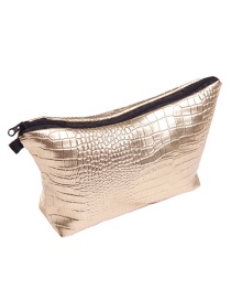 Fashion Gold Color Pure Color Decorated Waterproof Cosmetic Bag