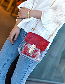 Personality Red Transparency Design Long Chain Bag