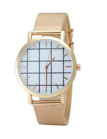 Fashion Rose Gold Plaid Pattenr Decorated Pure Color Watch