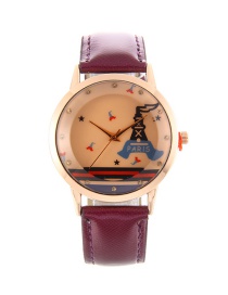 Fashion Purple Tower Pattern Decorated Pure Color Watch