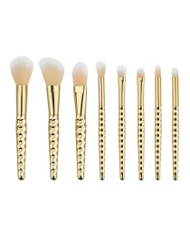 Fashion Gold Color Pure Color Decoraed Simple Makeup Brush (8pcs)