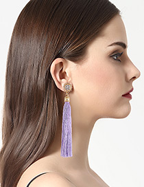 Bohemia Light Blue Long Tassel Decorated Earrings
