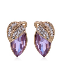 Fashion Purple Leaf Shape Decorated Color Matching Earrings