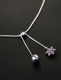 Fashion Gold Color Star&ball Decorated Pure Color Necklace