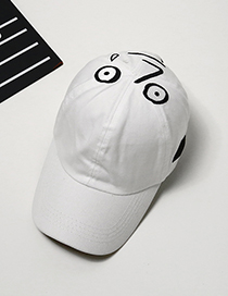 Fashion White Funny Expression Decorated Adjustable Baseball Cap