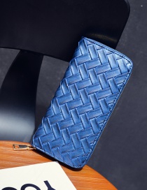 Fashion Blue Pure Color Decorated Weave Shape Wallet