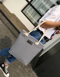 Fashion Black Stripe Pattern Decorated Pure Color Shoulder Bag