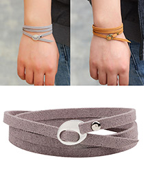 Fashion Gray+white Rivet Decorated Multi-layer Pure Color Bracelet