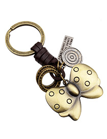 Fashion Gold Color Bowknot Shape Decorated Pure Color Key Chain