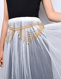 Fashion Gold Color Tassel Decorated Pure Color Waist Chain
