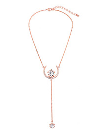 Fashion Pink Star&moon Pendant Decorated Simple Necklace