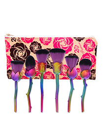 Trendy Multi-color Flower Shape Decorated Makeup Brush(6pcs)