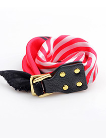 Trendy Red Buckle&rivet Decorated Simple Bracelet