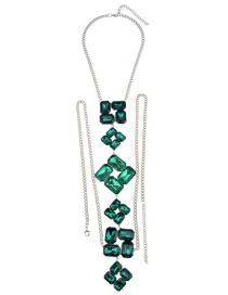 Fashion Green Diamond Decorated Simple Body Chain
