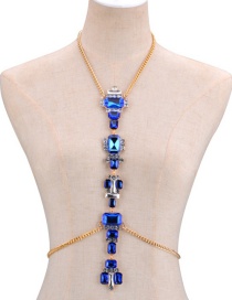 Fashion Blue Square Shape Decorated Simple Body Chain