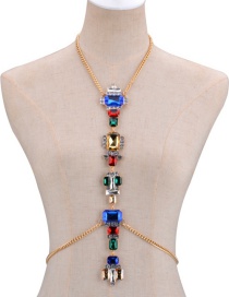 Fashion Multi-color Square Shape Decorated Simple Body Chain